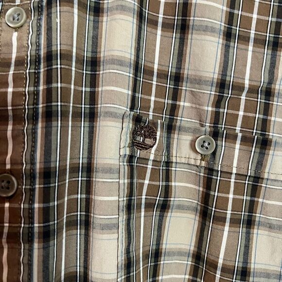 Timberland brown plaid 100% cotton shirt. - Picture 6 of 9